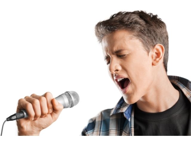 歌を熱唱する男性